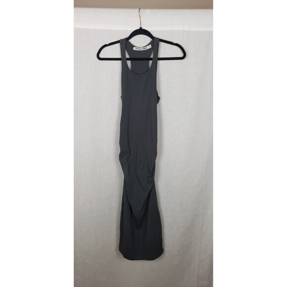 Michael Stars Dress Racerback Midi Bodycon Hunter Green MP Ruched Party Sexy - Picture 1 of 5